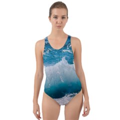 Waves Cut-out Back One Piece Swimsuit by nateshop