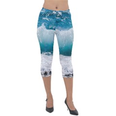 Waves Lightweight Velour Capri Leggings  by nateshop