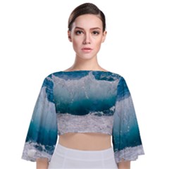 Waves Tie Back Butterfly Sleeve Chiffon Top by nateshop