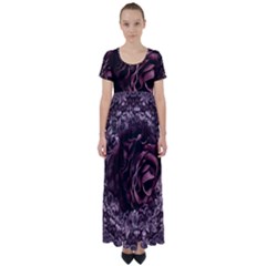 Rose Mandala High Waist Short Sleeve Maxi Dress