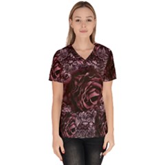 Rose Mandala Women s V-Neck Scrub Top