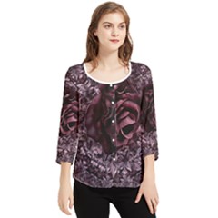 Rose Mandala Chiffon Quarter Sleeve Blouse