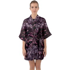 Rose Mandala Half Sleeve Satin Kimono 