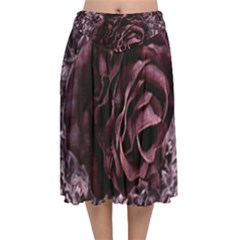 Rose Mandala Velvet Flared Midi Skirt