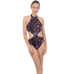 Rose Mandala Halter Side Cut Swimsuit