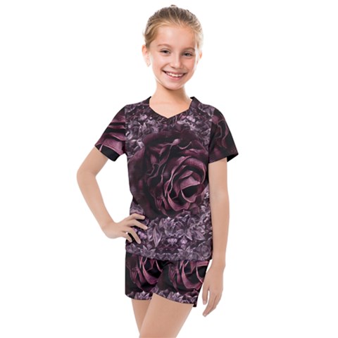 Rose Mandala Kids  Mesh Tee And Shorts Set by MRNStudios