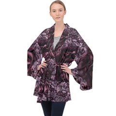 Rose Mandala Long Sleeve Velvet Kimono  by MRNStudios