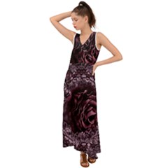 Rose Mandala V-Neck Chiffon Maxi Dress