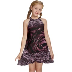 Rose Mandala Kids  Halter Collar Waist Tie Chiffon Dress