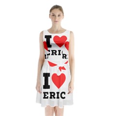 I love eric Sleeveless Waist Tie Chiffon Dress