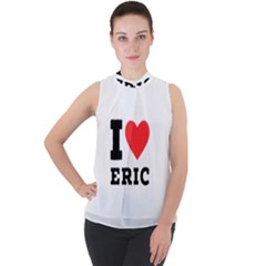 I love eric Mock Neck Chiffon Sleeveless Top