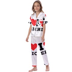 I Love Eric Kids  Satin Short Sleeve Pajamas Set by ilovewhateva