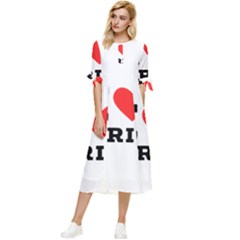 I love eric Bow Sleeve Chiffon Midi Dress