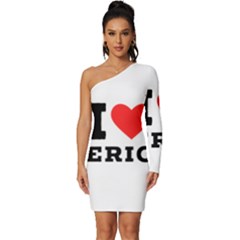 I love eric Long Sleeve One Shoulder Mini Dress