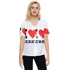 I Love Jerry Bow Sleeve Button Up Top by ilovewhateva