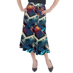 Ai Generated Motherboard City Technology Tech Cpu Midi Mermaid Skirt by Jancukart