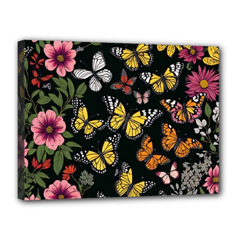 Flowers Butterfly Blooms Flowering Spring Canvas 16  X 12  (stretched) by Jancukart