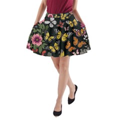 Flowers Butterfly Blooms Flowering Spring A-line Pocket Skirt