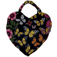 Flowers Butterfly Blooms Flowering Spring Giant Heart Shaped Tote by Jancukart