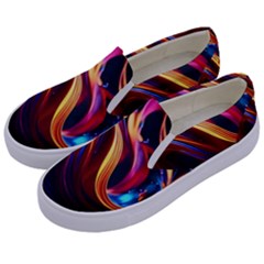 Ai Generated Waves Splash Liquid Paint Wall Kids  Canvas Slip Ons by Jancukart