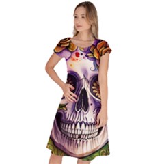 Gothic Sugar Skull Classic Short Sleeve Dress by GardenOfOphir