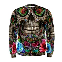 Retro Floral Skull Men s Sweatshirt by GardenOfOphir