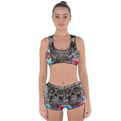 Retro Floral Skull Racerback Boyleg Bikini Set by GardenOfOphir