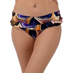 Bone Skull Floral Frill Bikini Bottoms by GardenOfOphir