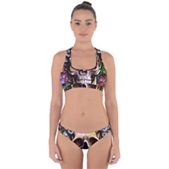 Death Skull Floral Cross Back Hipster Bikini Set by GardenOfOphir