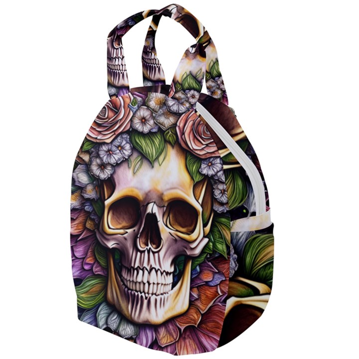 Death Skull Floral Travel Backpacks