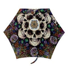 Dead Cute Skull Floral Mini Folding Umbrellas by GardenOfOphir
