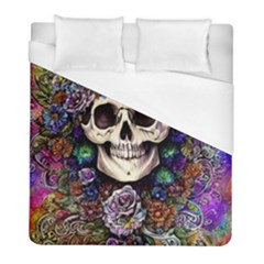 Dead Cute Skull Floral Duvet Cover (full/ Double Size)