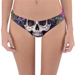 Dead Cute Skull Floral Reversible Hipster Bikini Bottoms by GardenOfOphir