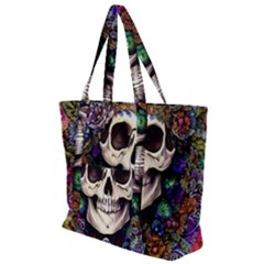 Dead Cute Skull Floral Zip Up Canvas Bag by GardenOfOphir