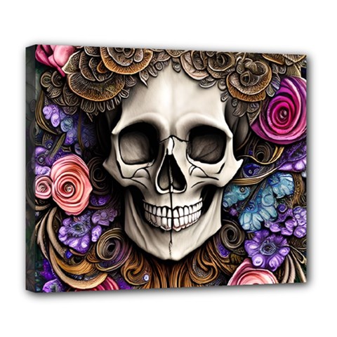 Skull Bones Deluxe Canvas 24  X 20  (stretched) by GardenOfOphir