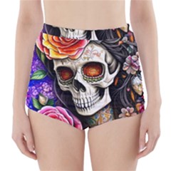 Sugar Skull High-waisted Bikini Bottoms by GardenOfOphir