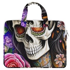 Sugar Skull Macbook Pro 13  Double Pocket Laptop Bag by GardenOfOphir