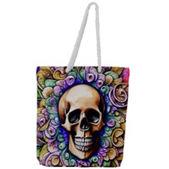 Gothic Skull Full Print Rope Handle Tote (large) by GardenOfOphir