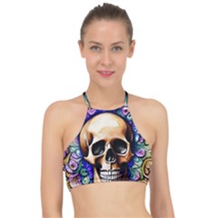 Gothic Skull Racer Front Bikini Top by GardenOfOphir