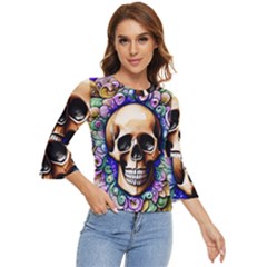 Gothic Skull Bell Sleeve Top