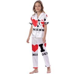 I Love Dennis Kids  Satin Short Sleeve Pajamas Set by ilovewhateva