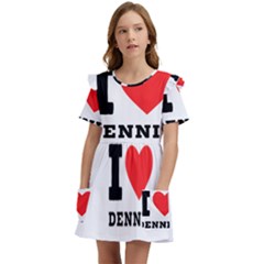 I Love Dennis Kids  Frilly Sleeves Pocket Dress by ilovewhateva