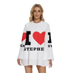 I Love Stephen Round Neck Long Sleeve Bohemian Style Chiffon Mini Dress by ilovewhateva