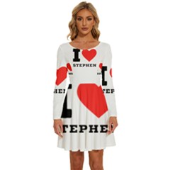 I Love Stephen Long Sleeve Wide Neck Velvet Dress by ilovewhateva