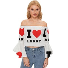 I Love Larry Off Shoulder Flutter Bell Sleeve Top