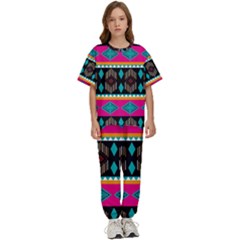 Abstract Art Pattern Design Vintage Kids  Tee And Pants Sports Set by Ravend