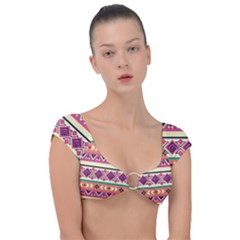 Unique Pattern Design Vintage Cap Sleeve Ring Bikini Top