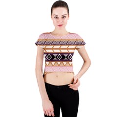 Print Pattern Design Vintage Crew Neck Crop Top