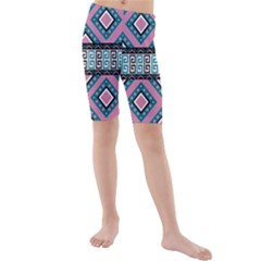 Pink Pattern Design Vintage Kids  Mid Length Swim Shorts