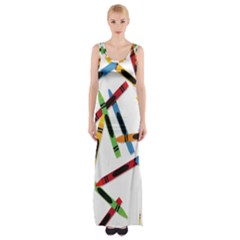 Crayons Color Pencils Stationary Thigh Split Maxi Dress